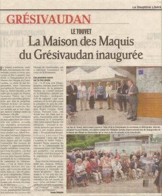 Inauguration de la Maison des Maquis du Grésivaudan au Touvet